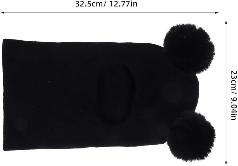 قبعة بيبي سوداء دافئة للشتاء مع كرات بوم بوم للرضع والمواليد الجدد والأطفال الصغار - Image 3