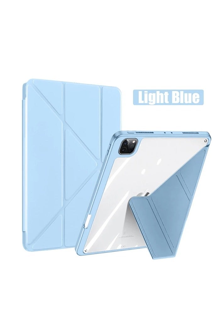 iPad Air 13-inch 2024 Case Smart Folio Slim Stand Cover Auto Sleep/Wake, with Pencil Slot, Clear Back Cover - Image 1