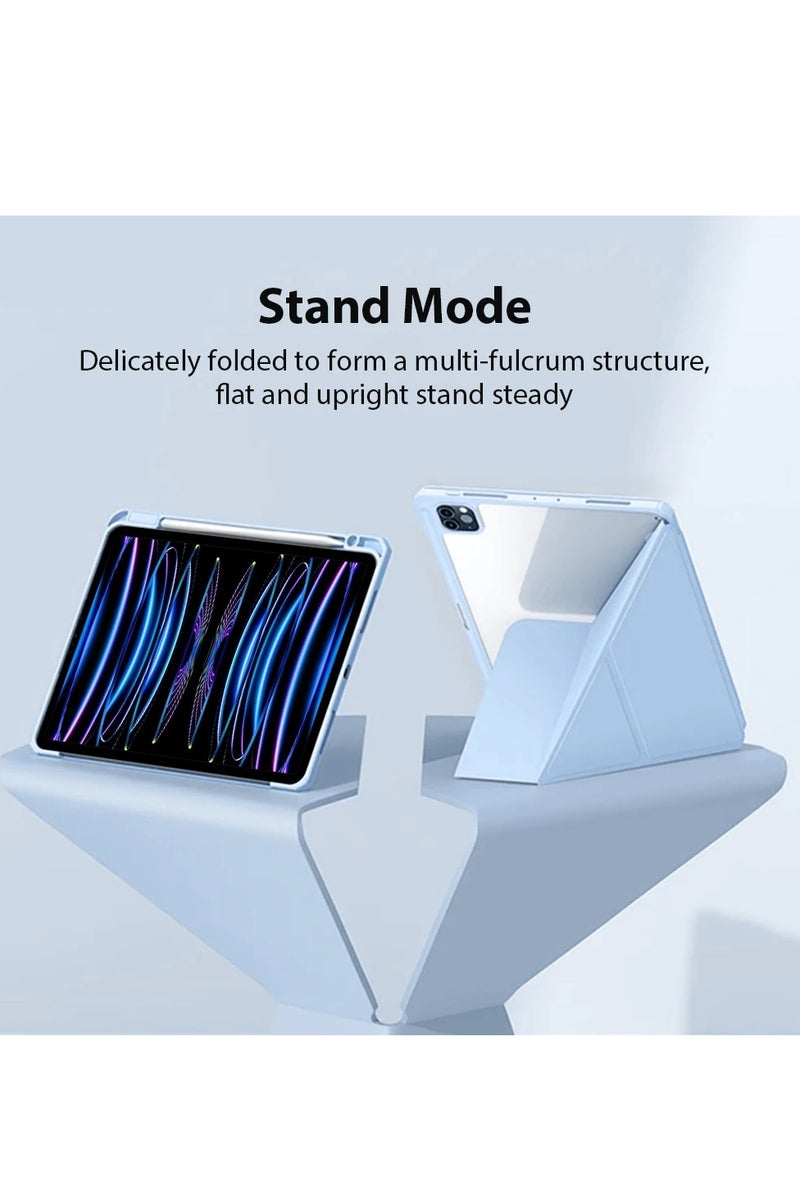 iPad Air 13-inch 2024 Case Smart Folio Slim Stand Cover Auto Sleep/Wake, with Pencil Slot, Clear Back Cover - Image 5