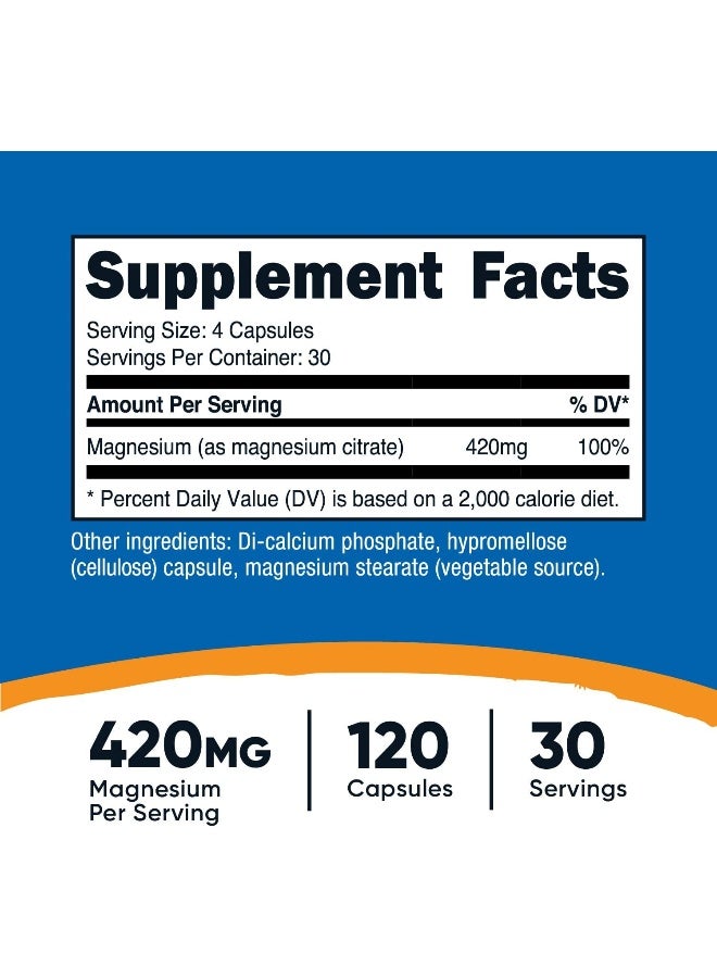 Nutricost Magnesium Citrate 420mg, 120 Capsules - Image 2