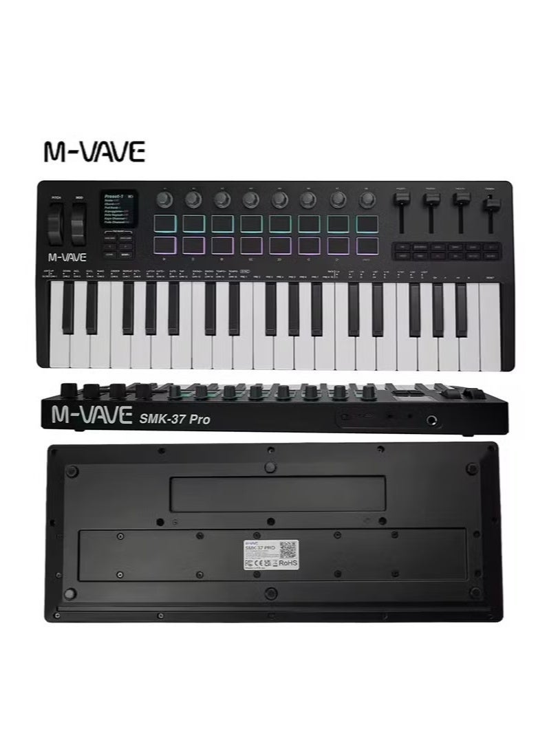 M-vave SMK-37 PRO 37-Key Portable MIDI Keyboard 16 RGB Pads 4 Faders 8 Encoders Built-in Legendary DX-7 FM Synth Engine - Image 2