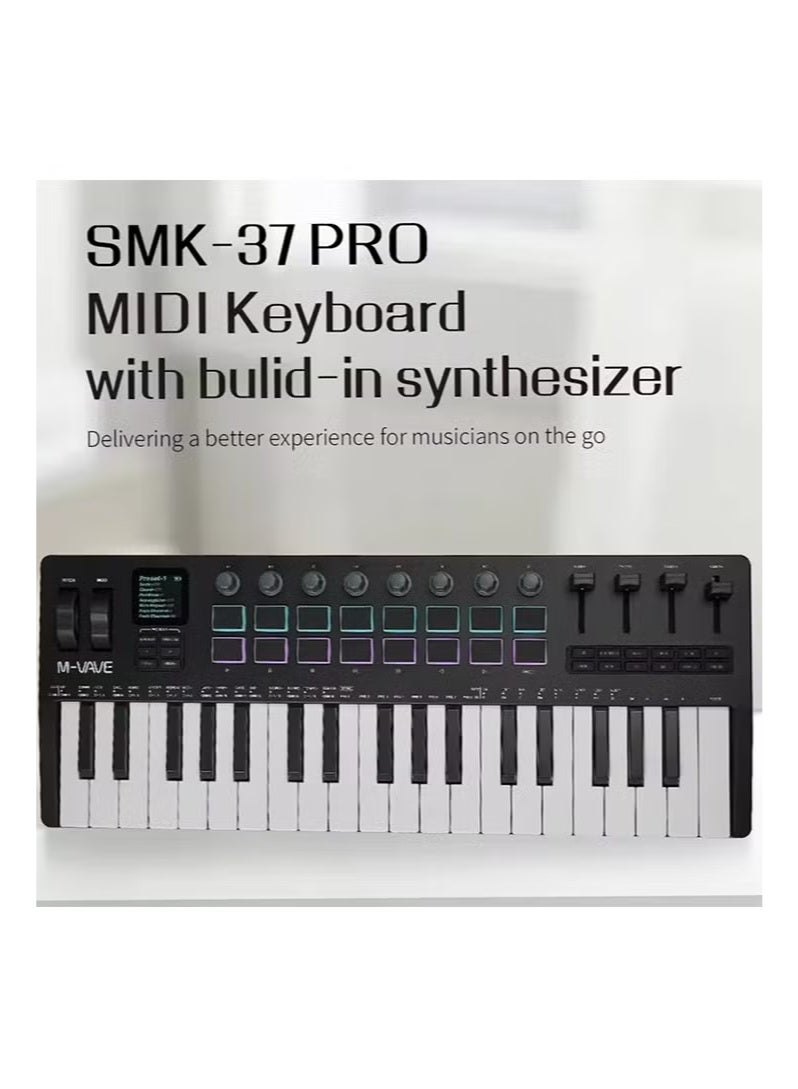 M-vave SMK-37 PRO 37-Key Portable MIDI Keyboard 16 RGB Pads 4 Faders 8 Encoders Built-in Legendary DX-7 FM Synth Engine - Image 3