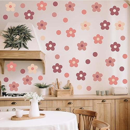 CELAENO Boho Daisy Wall Decals Retro Flower Wall Stickers Peel and Stick Floral Stickers for Kids Girls Bedroom Kids Nursery Playroom Living Room Aesthetic Wall Decor - Image 3