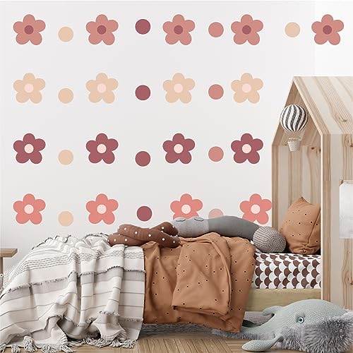 CELAENO Boho Daisy Wall Decals Retro Flower Wall Stickers Peel and Stick Floral Stickers for Kids Girls Bedroom Kids Nursery Playroom Living Room Aesthetic Wall Decor - Image 2
