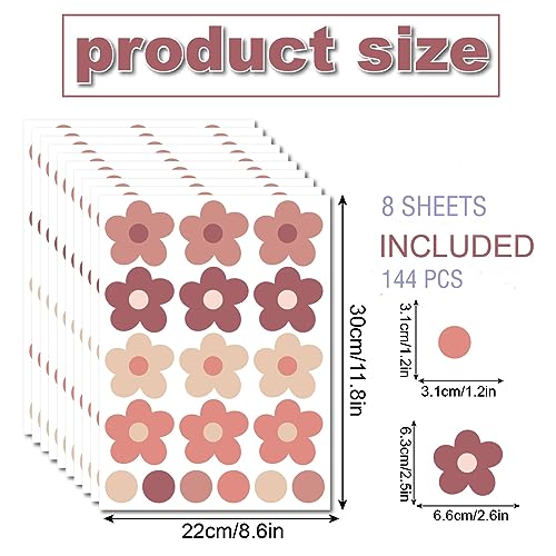CELAENO Boho Daisy Wall Decals Retro Flower Wall Stickers Peel and Stick Floral Stickers for Kids Girls Bedroom Kids Nursery Playroom Living Room Aesthetic Wall Decor - Image 5