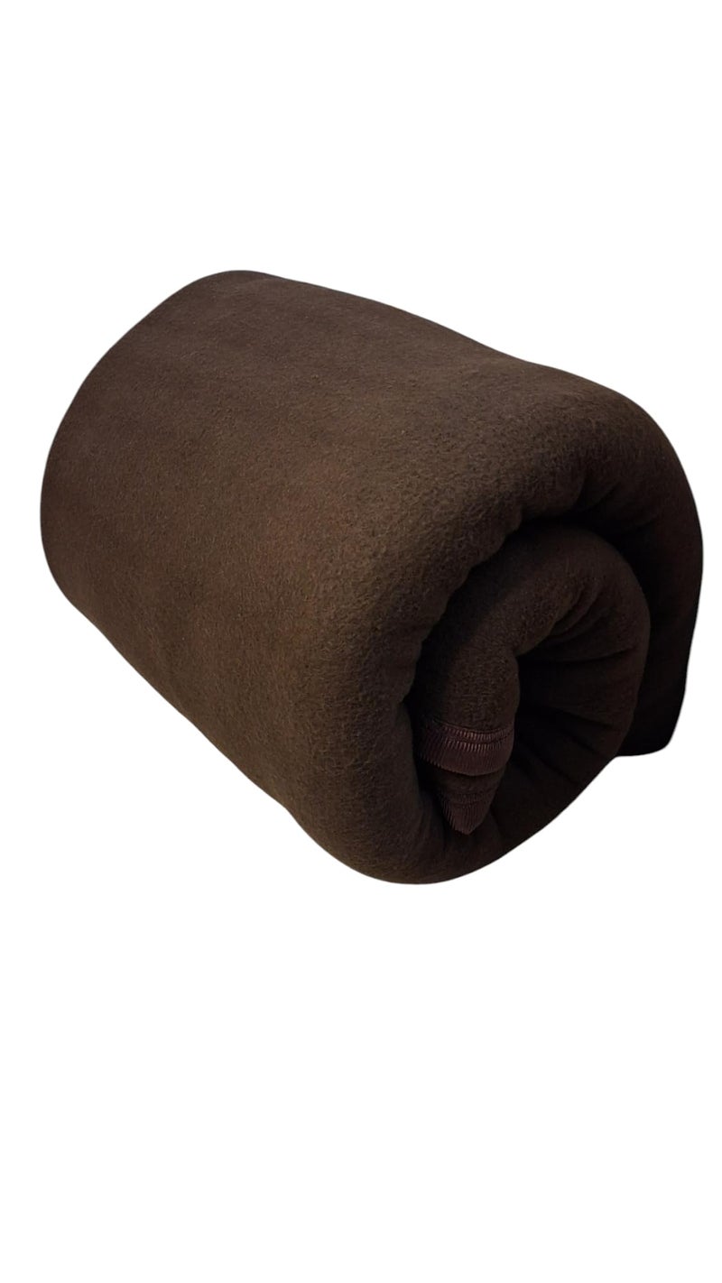 CHANDRAVATI Modern Plain Polar Fleece All Season Blanket Single Bed with || Satan Border || 500 TC || Heavy Quality || (Brown, 60x90) - Image 5