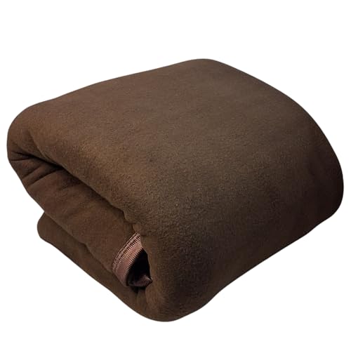 CHANDRAVATI Modern Plain Polar Fleece All Season Blanket Single Bed with || Satan Border || 500 TC || Heavy Quality || (Brown, 60x90) - Image 1