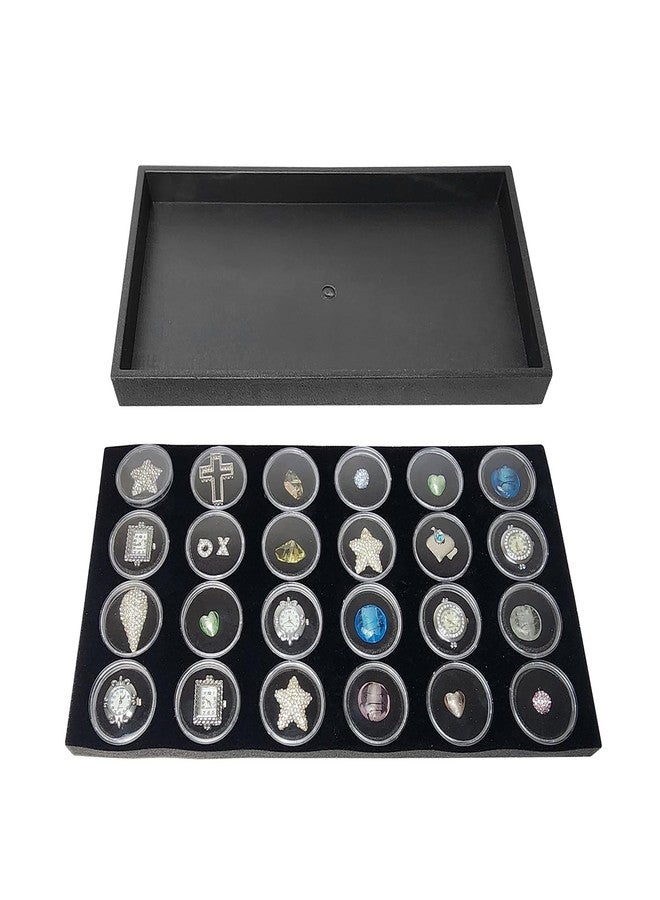 Ikee Design 24 Gem Showcase Stackable Jewelry Display Tray for Collectibles, Rock Storage Box Gemstones Bead Storage Jars, Black Foam, Black Tray, 14 7/8W x 8 3/8D x 1H in - Image 5
