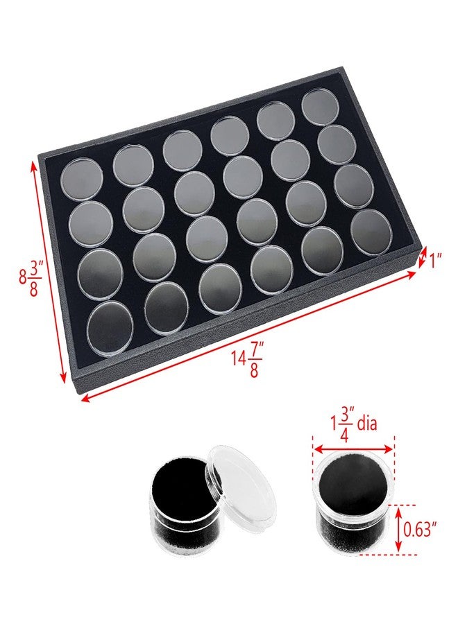 Ikee Design 24 Gem Showcase Stackable Jewelry Display Tray for Collectibles, Rock Storage Box Gemstones Bead Storage Jars, Black Foam, Black Tray, 14 7/8W x 8 3/8D x 1H in - Image 2