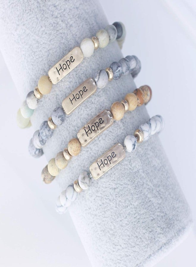 NTLX Christian Bracelets for Women - Hope Bracelet - Natural Stone Stretch Prayer Bracelet - Inspirational Message Jewelry - Great Gift (Light-Multi Turquoise) - Image 4