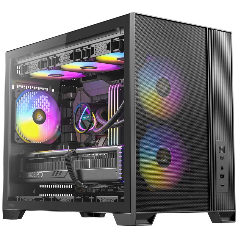 Antec Flux M, 3 x 120 PWM ARGB,3 x 120 PWM Reverse Fans Included, Vertical Airflow Design, 360mm Top Radiator Support, Type-C 3.2 Gen 2, Full-Size Dust Filters, Compact Micro-ATX Gaming Case - Image 1