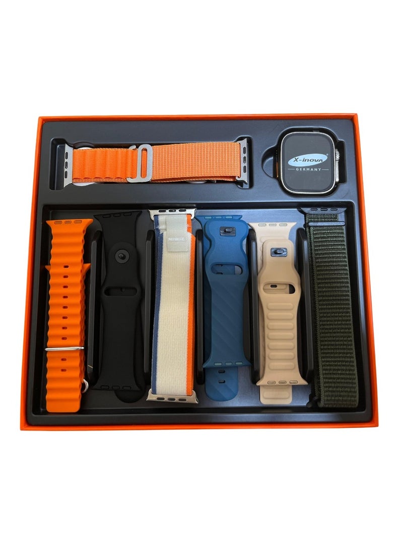 MX10 - Luxury Smart Watch 7 Watch Bands Multicolors- Golden Case