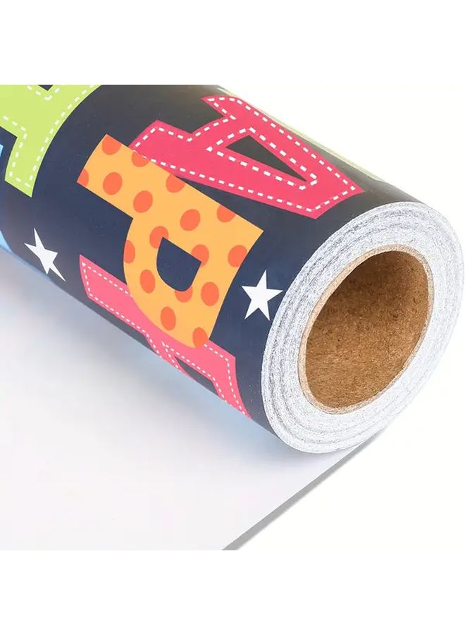 Happy Birthday Wrapping Paper Roll Multicolor 17 Inch X 9 8 Feet For Party - Image 1