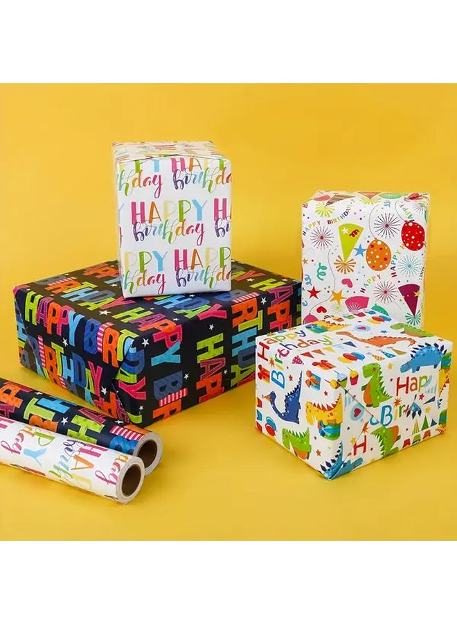 Happy Birthday Wrapping Paper Roll Multicolor 17 Inch X 9 8 Feet For Party - Image 5