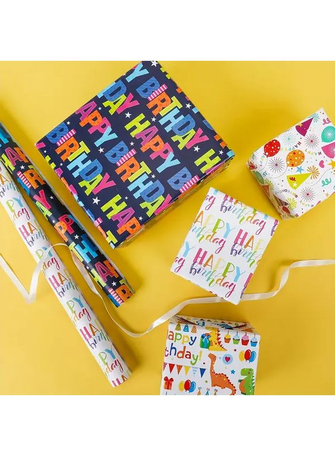 Happy Birthday Wrapping Paper Roll Multicolor 17 Inch X 9 8 Feet For Party - Image 2