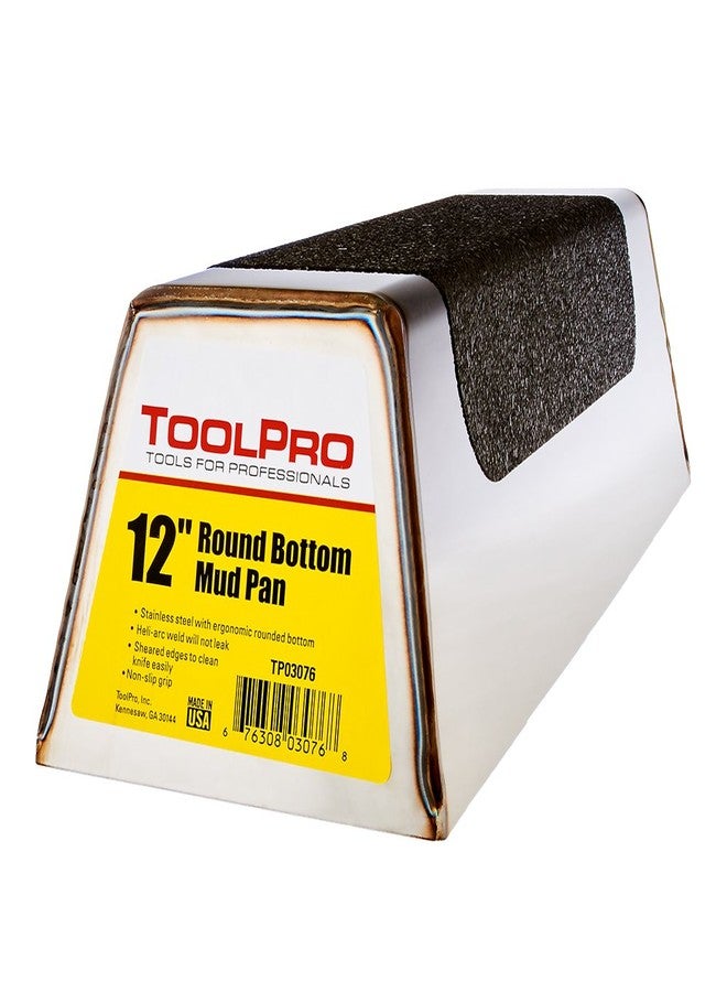 TOOLPRO Stainless Steel Mud Pan (Stainless Steel - No-Slip Grip, 12 in.) - Image 1