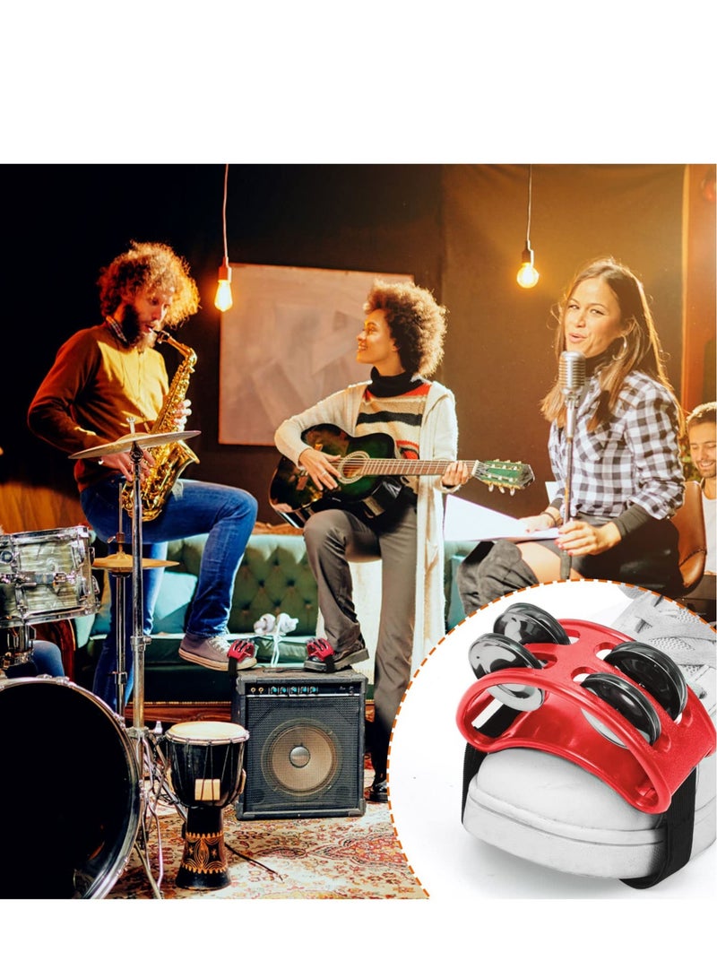 SYOSI Foot Tambourine Foot Step Rattle with Metal Jingles Bell Drum Accessory Instrument for Drum Instrument Guitar Playing for Musicians Singers Music Classes Bands - Image 2