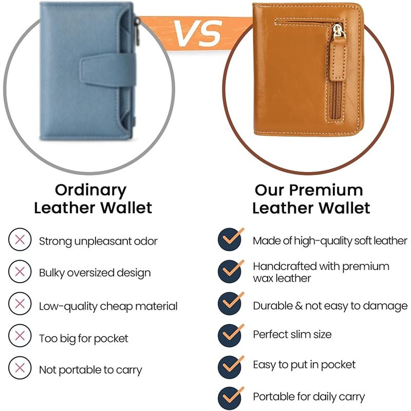 ITSLIFE Women's Rfid Blocking Small Compact Bifold Leather Pocket Wallet Ladies Mini Purse with id Window - Image 3