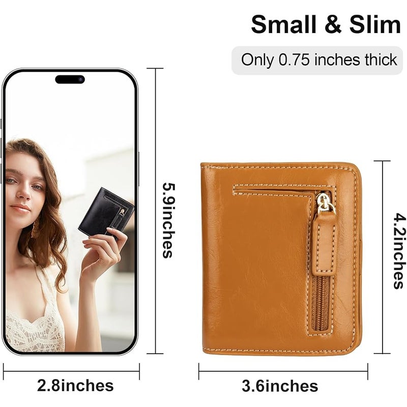 ITSLIFE Women's Rfid Blocking Small Compact Bifold Leather Pocket Wallet Ladies Mini Purse with id Window - Image 2