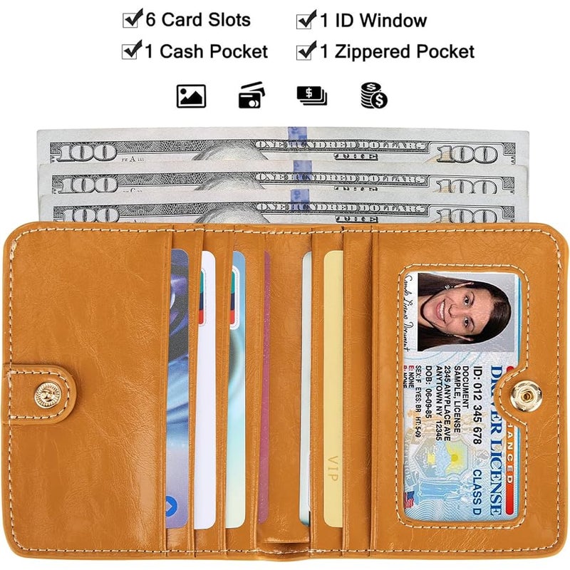 ITSLIFE Women's Rfid Blocking Small Compact Bifold Leather Pocket Wallet Ladies Mini Purse with id Window - Image 4
