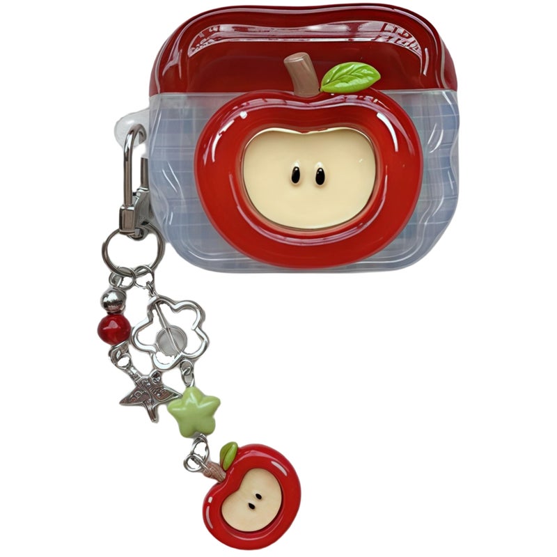 SGVAHY for AirPods Pro Case with Keychain Cute 3D Red Apple Pattern Design Soft Silicone Cover for Women Girls Anti-Fall Shockproof Protective Case for AirPods Pro 2nd 1st Generation - Image 1