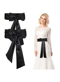 2 Pieces Satin Belt Sash, 2-inch and 4-inch Wide Sash Bridal Wedding Double Side Ribbon Belts Classic Dresses Tie Bows Waist for Women Bridesmaid