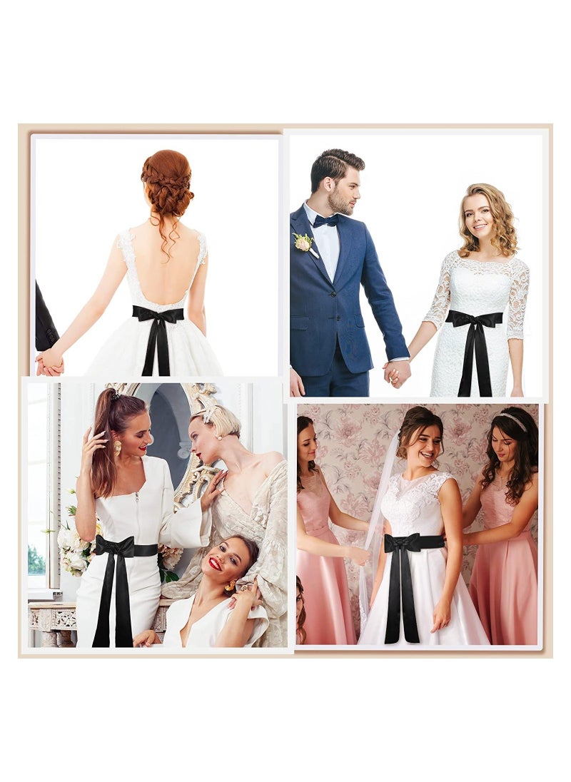Y&D - 2 Pieces Satin Belt Sash, 2-inch and 4-inch Wide Sash Bridal Wedding Double Side Ribbon Belts Classic Dresses Tie Bows Waist for Women Bridesmaid - Image 1