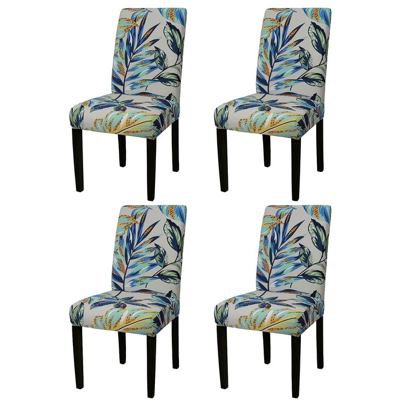 YEESSION Stretch Dining Chair Covers Removable Washable Seat Parson Chair Protector Slipcover for Dining RoomPartyBanquetHotelCeremony Set of 4 Leaves