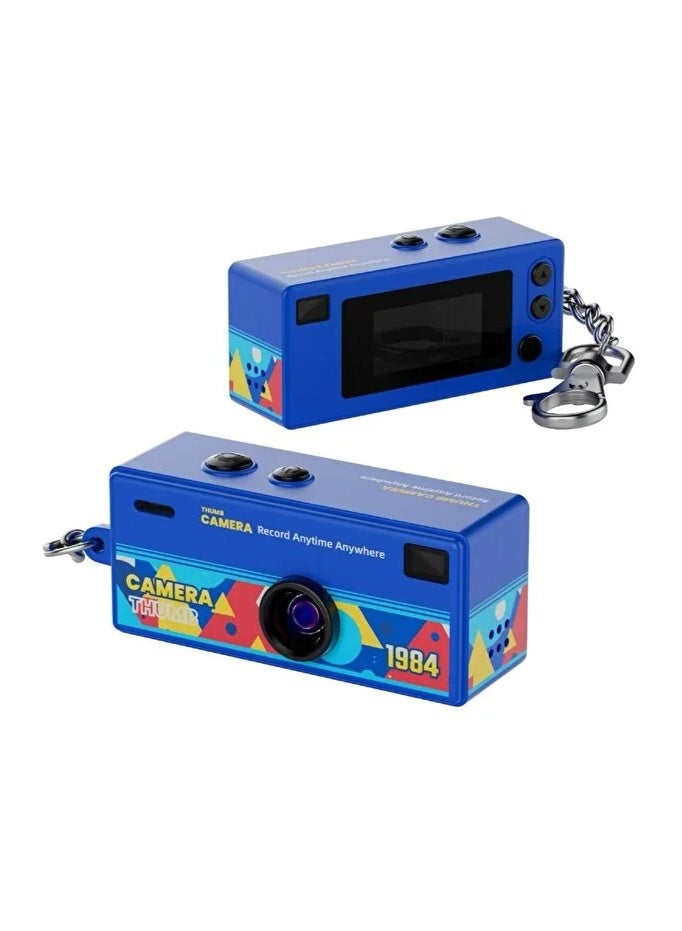Mini Digital Camera 1080P HD Video Recorder, Retro Thumb Pocket Camera with 0.96" LCD Screen, Portable Vlogging Keychain Camera, 5 Filters, PC Webcam, Mic & Speaker, Rechargeable Travel Camera for Kids, Teens & Content Creators, Supports 32GB TF Card (Blue) - Image 1