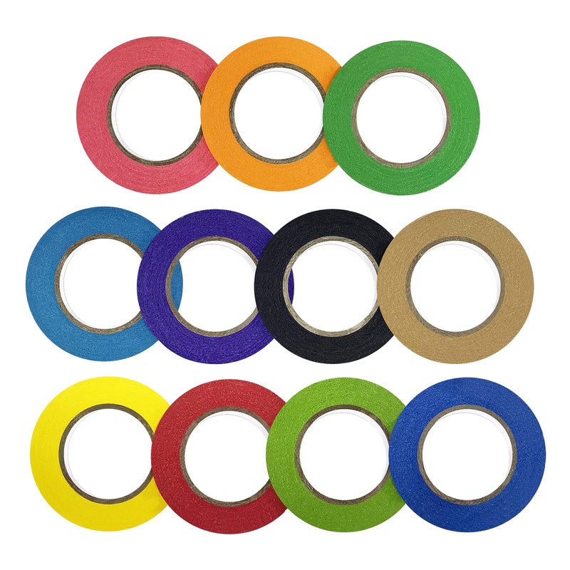 Navy Penguin Thin Whiteboard Tape 1/8" (3mm) - 11 Color Rolls with 62 feet Length - Pinstripe Art White Board Marking Grid Chart Label Tapes for Lines, Charts, Kanban and Calendars - Image 2