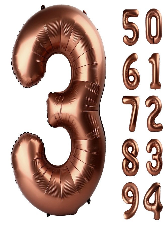 IWERP Dark Brown 3 Balloon, Coffee Brown Number Balloons 40 Inch, Chocolate Brown 3rd Birthday Decorations for Kids Girls Boys, Men Women Brown Party Supplies for Party Decorations, Number 3 Balloon - Image 1