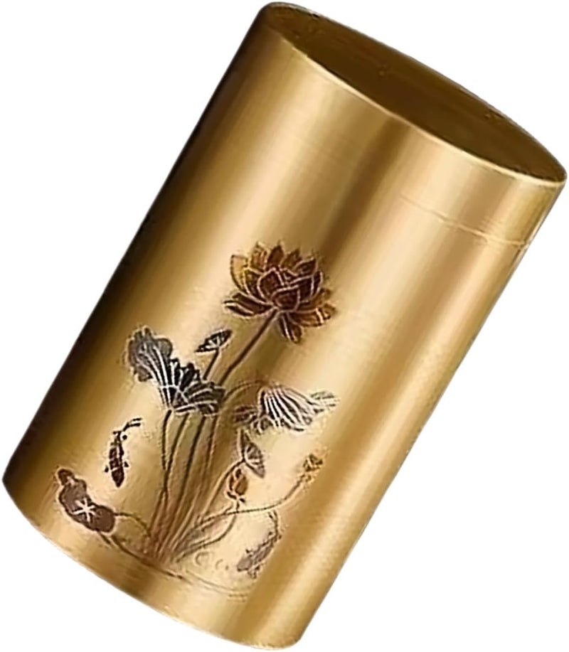 ULTECHNOVO Small Brass Tea Canister Airtight Loose Leaf Tea Storage Jar for Travel and Home Use - Image 1