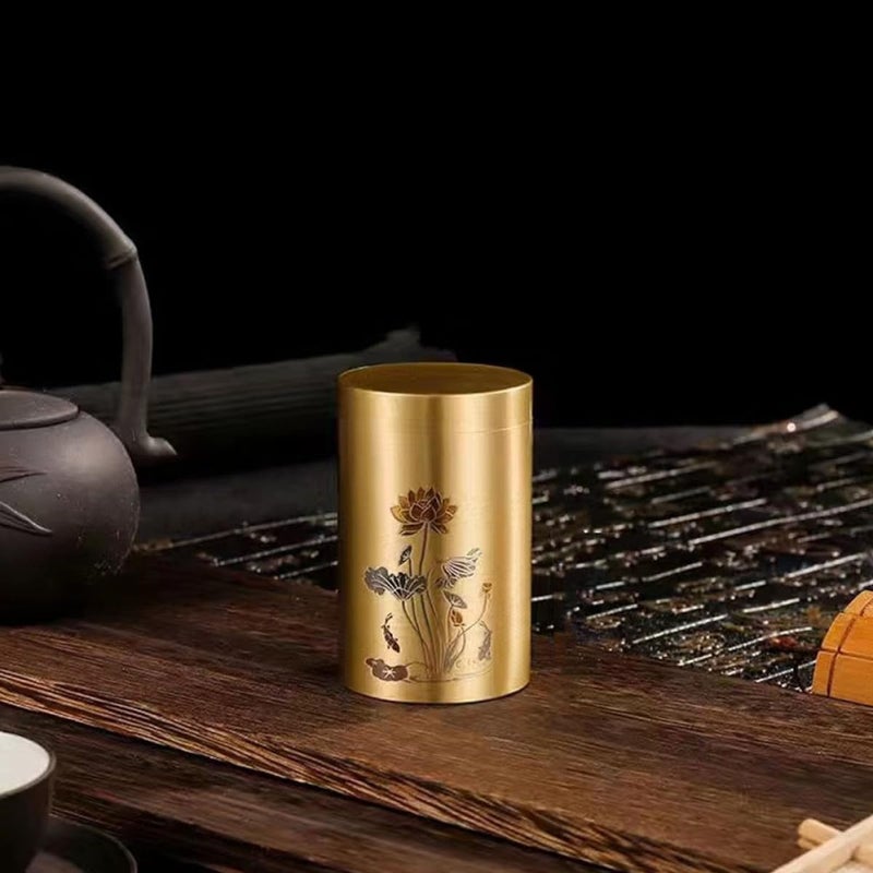 ULTECHNOVO Small Brass Tea Canister Airtight Loose Leaf Tea Storage Jar for Travel and Home Use - Image 5