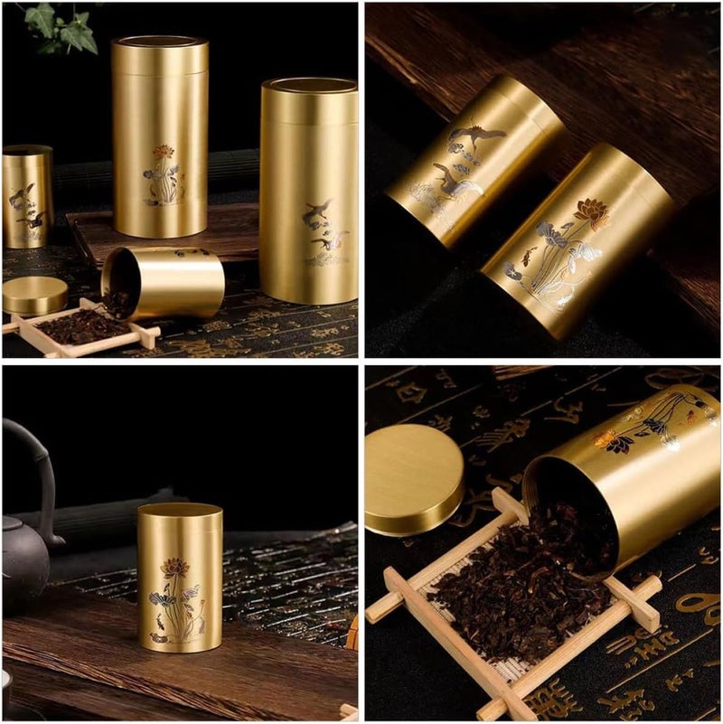 ULTECHNOVO Small Brass Tea Canister Airtight Loose Leaf Tea Storage Jar for Travel and Home Use - Image 4