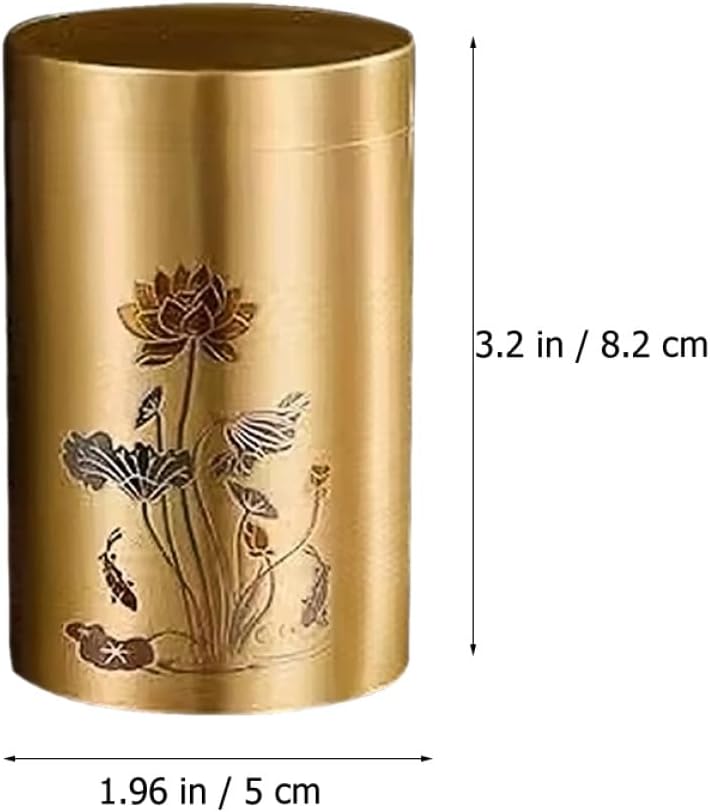 ULTECHNOVO Small Brass Tea Canister Airtight Loose Leaf Tea Storage Jar for Travel and Home Use - Image 2