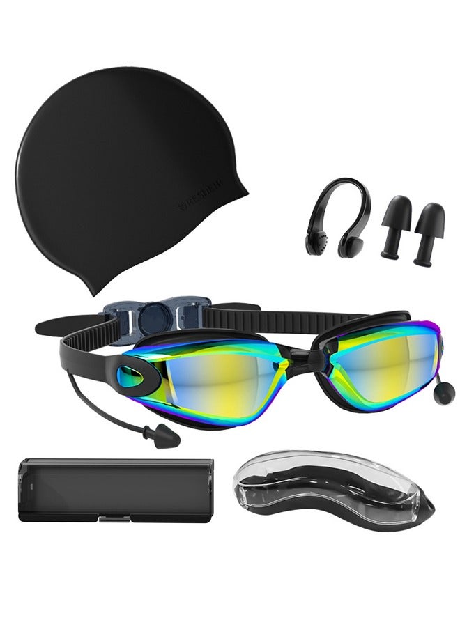 Generic Swimming Goggles Professional Waterproof - Anti Fog Swimming Goggles With Ultra Wide And Crystal Clear View and UV Protection - Swim Goggles Comes with Earplugs，Swimming Cap Set for Women, Men 