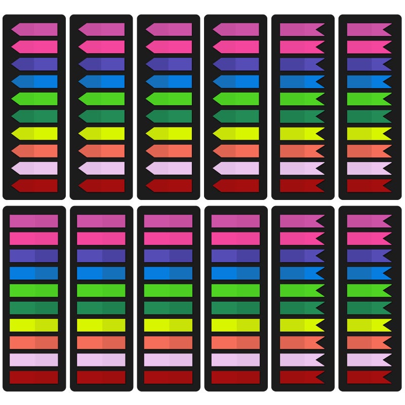 KICNIC 3000 Pieces Page Markers Sticky Index Tabs, Arrow Flag Tabs Self Adhesive, Colored Notes Tab Stickers for Notebook, Documents, Books [10 Colors, 3 Designs] Sticks Securely, Removes Cleanly - Image 1