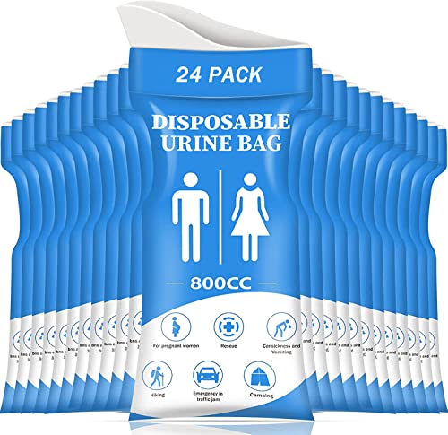 DIBBATU Urine Bag, 24 PCS 800ML Disposable Urinal Bag for Travel, Emergency Portable Pee Bag and Vomit Bags, Unisex Urinal Bag as Toilet Bag Suitable for Camping, Traffic Jams, Pregnant, Patient, Kids - Image 1