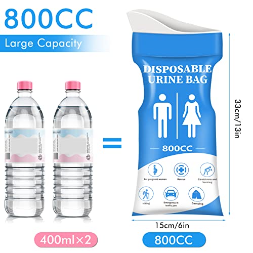 DIBBATU Urine Bag, 24 PCS 800ML Disposable Urinal Bag for Travel, Emergency Portable Pee Bag and Vomit Bags, Unisex Urinal Bag as Toilet Bag Suitable for Camping, Traffic Jams, Pregnant, Patient, Kids - Image 2