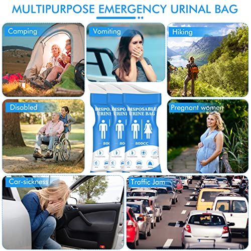 DIBBATU Urine Bag, 24 PCS 800ML Disposable Urinal Bag for Travel, Emergency Portable Pee Bag and Vomit Bags, Unisex Urinal Bag as Toilet Bag Suitable for Camping, Traffic Jams, Pregnant, Patient, Kids - Image 3