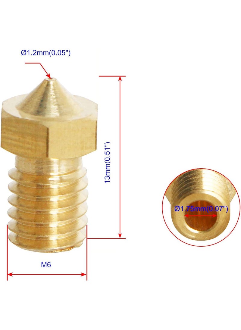 Aopin Aopin M6 175mm Extruders Nozzles 3D Printer 12mm  0047 Brass 3D Printer Extruders Nozzles 10 Pcs  - Image 2