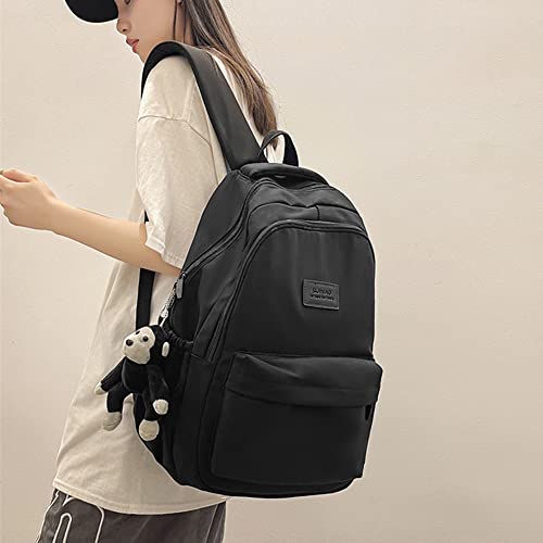 JARKJARD Aesthetic Backpack Cute Backpack for School College Backpack Large Capacity Bookbags for Girls Women Students Casual Travel Daypacks Solid Color(Black) - Image 2
