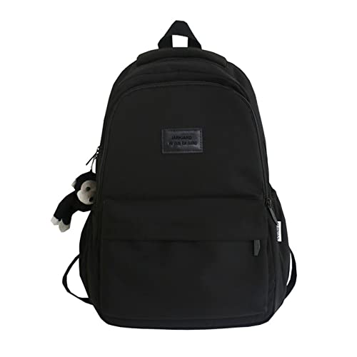 JARKJARD Aesthetic Backpack Cute Backpack for School College Backpack Large Capacity Bookbags for Girls Women Students Casual Travel Daypacks Solid Color(Black) - Image 1