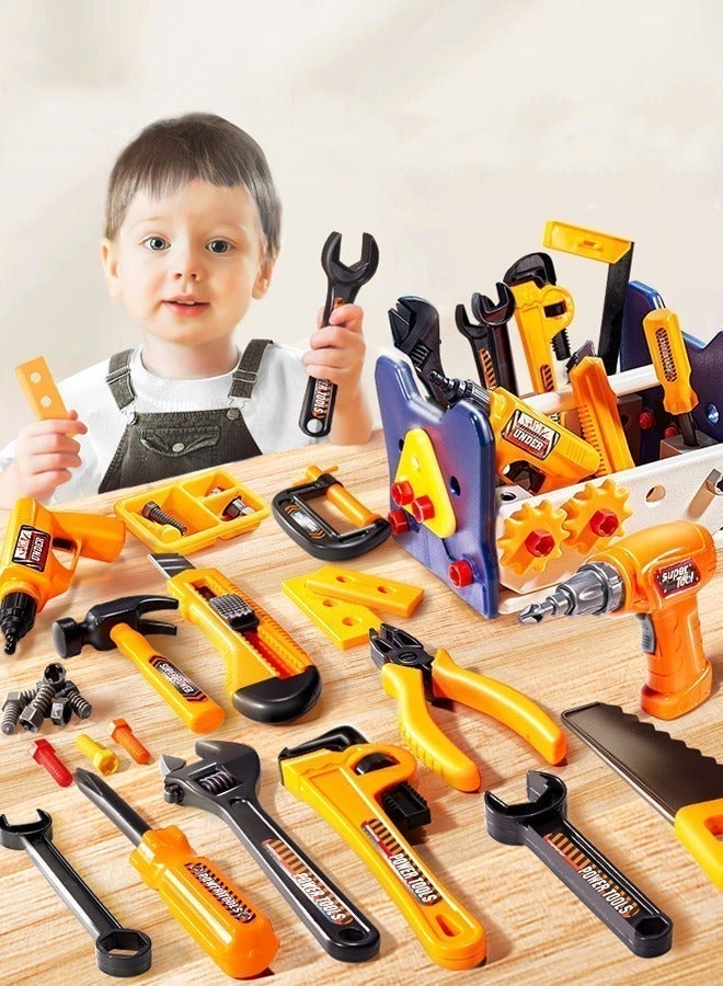 MIXDE 58PCS Electric drill screwing toys Simulated electric drill DIY toys Children's Repair Kit Screw assembly and disassembly toys With electric drill and engineering cap Educational toys Toys for children. - Image 5