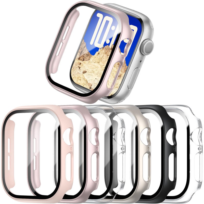 Commuter 6 Pack Case with Tempered Glass Compatible for Apple Watch Series 11 2025 Series 10 46mm, Hard PC Screen Protector with Tempered Glass Ultra-Thin Lightweight Scratch-Resistant Cover for iWatch 11/10 - Image 1