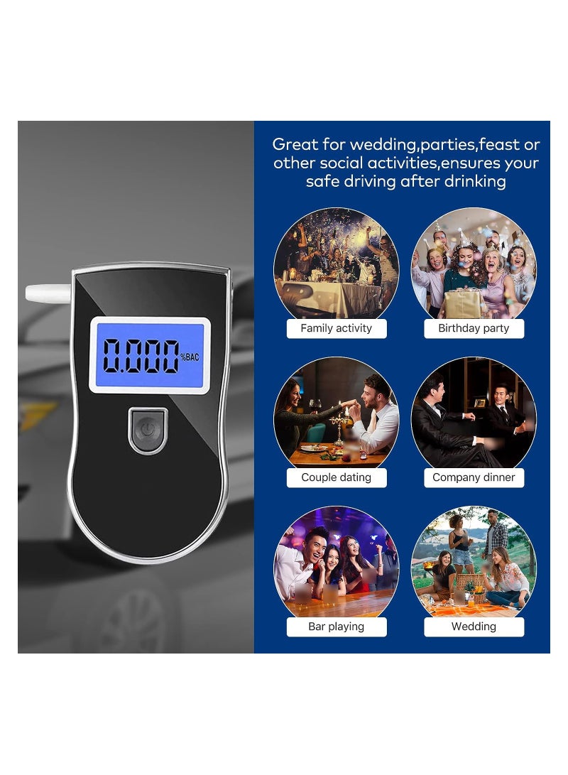 Breathalyzer Breath Tester, Portable Breathalyzer, Personal Breathalyzer with 5 Mouthpieces u0026 Digital Blue LCD Display for Personal Home Use - Image 4