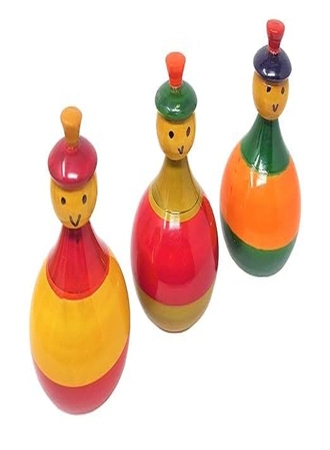 SubiMouIQ Wooden Colourful Roly Poly Toy for Baby, Toddlers, Kids(3 Months Plus ) Wobbling Tumbler Toy- Develops Curiosity & Motor Skills, || Birthday Gift || New Born Gift (Sensory Toy for Toddlers) (14x7 CM, 3, Count) - Image 3