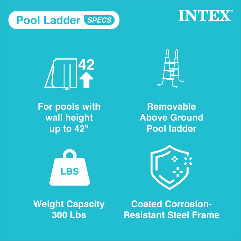 Intex Above Ground Steel Frame Swimming Pool Ladder for 42-in. Wall Height Pools - Image 3