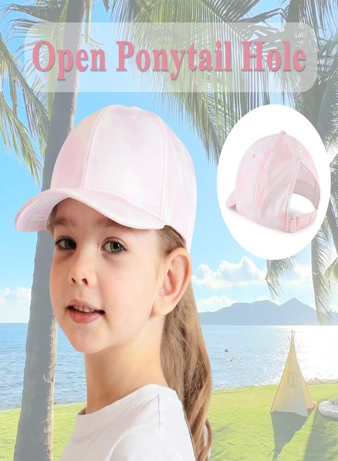 Zsedrut Toddler Girl Baseball Cap Kids Adjustable Ponytail Sun Hat Baby Lightweight Trucker Hats (Pink Tie-dye) - Image 5