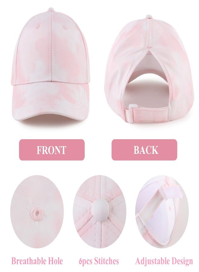 Zsedrut Toddler Girl Baseball Cap Kids Adjustable Ponytail Sun Hat Baby Lightweight Trucker Hats (Pink Tie-dye) - Image 2